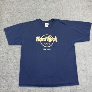 Hard Rock Cafe New York Mens XL T-Shirt Blue Short Sleeve 2000's Y2K‎